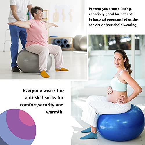 Image of SkiBeaut Grips Non Slip Socks for Women, 4 Pairs Yoga Pilates Anti Skid Woman Hospital Gripper Socks (5-12)