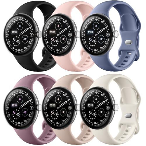 Maledan Sport Band Compatible for Google Pixel Watch 3/4 41mm 45mm Bands for Women Men, Soft Silicone Breathable Waterproof Bracelet Wrist Bands for Pixel Watch 2/ Google Pixel Smartwatch Strap, L by Maledan - Used condition - US$12.36