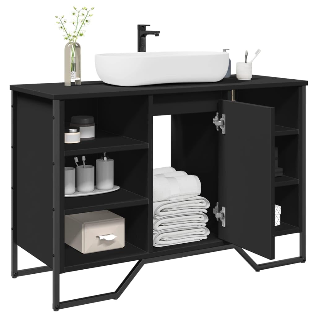 Lavabo 91x35x60 cm Madera mecanizada Negro
