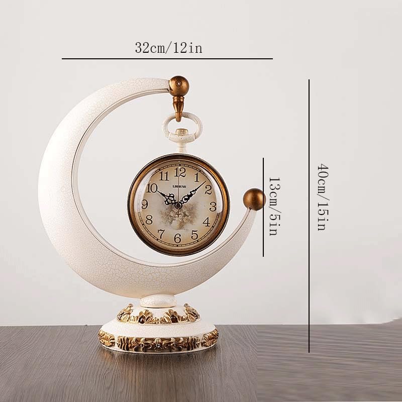 Reloj de repisa, Reloj de Escritorio sin tictac, Estilo Retro Europeo, Funciona con Pilas, Ideal for Sala de Estar, Dormitorio, Oficina, hogar, decoración de Interiores.(A)