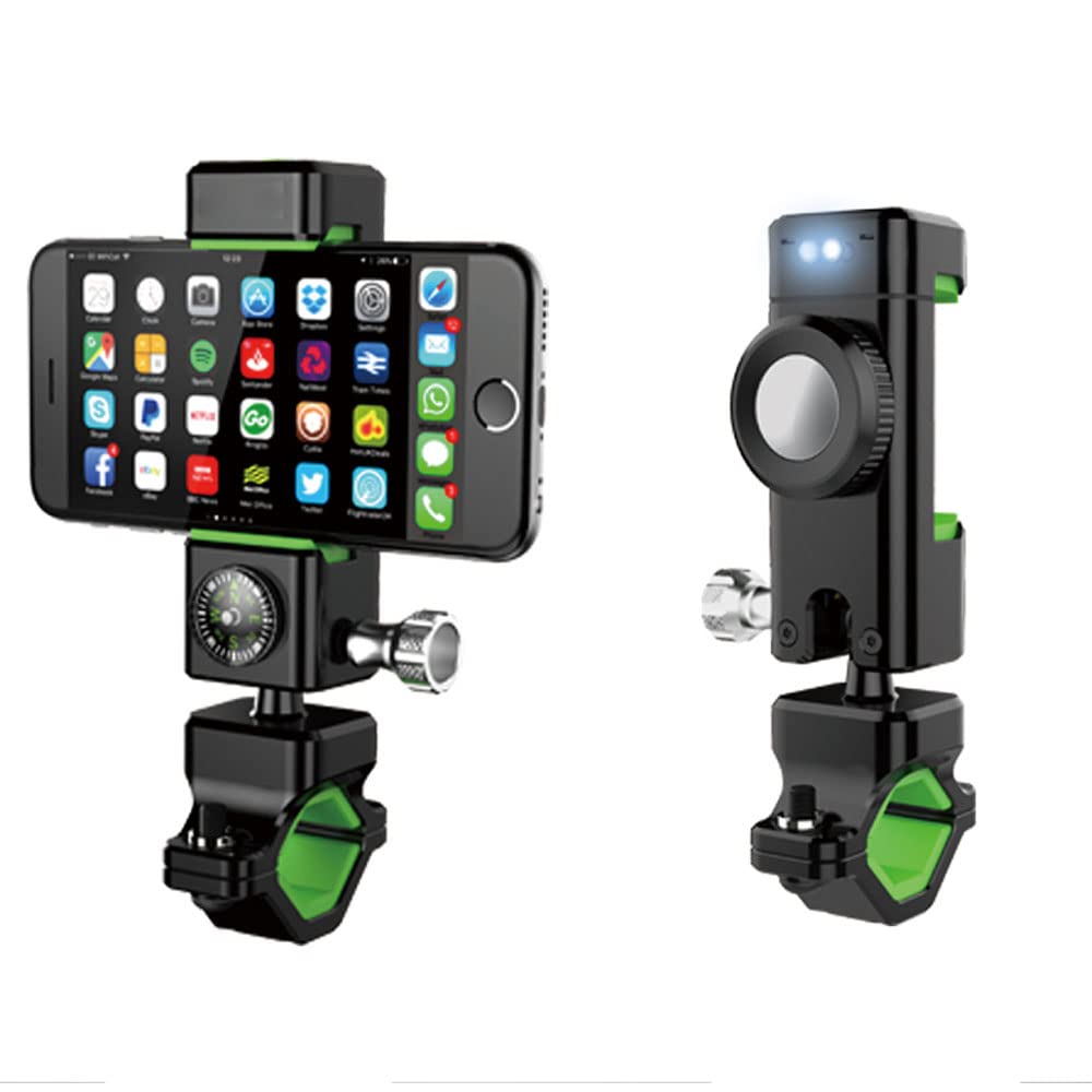 Vagary Universal Bike eBike Motorcycle Handlebar Mobile Phone Mount Bicycle Holder Cycling Stand Clamp Support with LED with Light & Compass (B0C55L93G3) Amazon Price History, Amazon Price Tracker