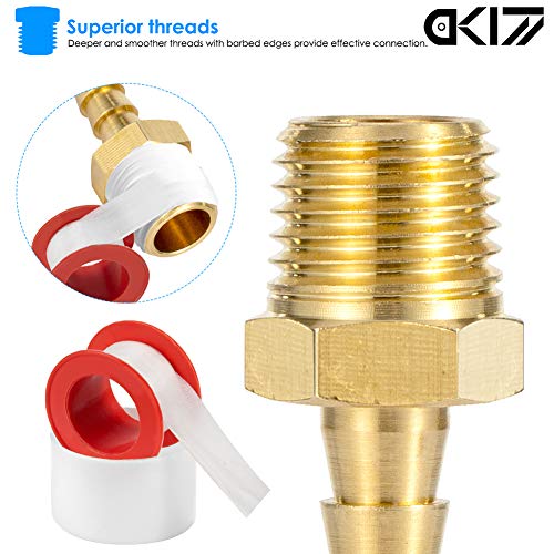 Brass 1/4" Barb X 1/4" Npt Male End Air Hose Pipe Fitting Threaded Connector Adapter, Pack Of 12 #TOP4