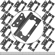 16 Pack 4 x 3 Inch Black Non Mortise Door Hinges, Heavy Duty Door Hinges, Stainless Steel Door Hinge with Mounting Screws, 8 Pairs