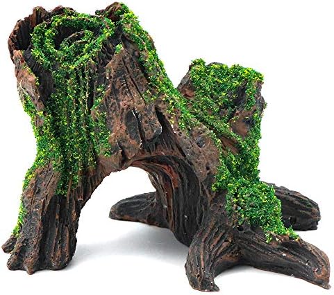 HRRIVE Aquarium Landscape Tree Stump Rock Hollow Cave Stone for Cichlid Betta Fish Tank Decoration