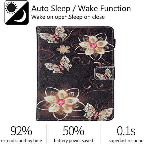 All-New HD 8 2020 Tablet Case, HD 8 Plus 2020 Case, JZCreater Folio PU Leather Smart Case Cover with Auto Wake/Sleep (Not Fit HD 8 Old Versions Prior to 2018), Golden Flower