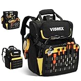 VISMIX Tool Backpack, Large Tool Bag Backpack for Men Heavy Duty HVAC Tool Backpack Bag for Construction Eelectrician Woodworking