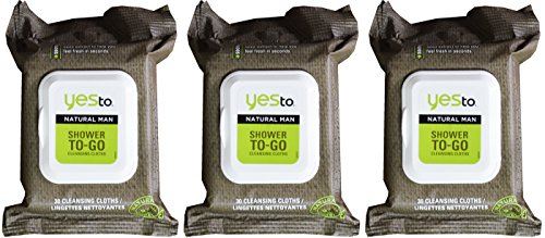 Yes To Natural Man Shower to Go Cleansing Cloths Men's Body Wipes Pack of 3