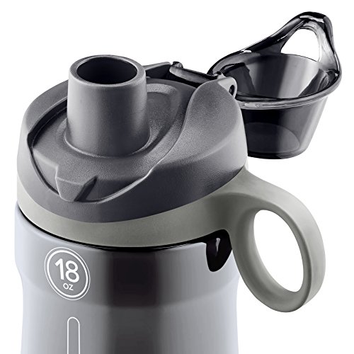 Pogo Garrafa de água de plástico Tritan livre de BPA com tampa Chug, 530 ml, cinza