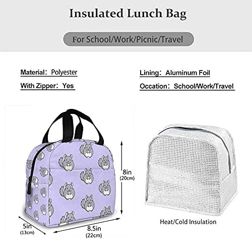 Miniatura 6 de Bolsa de almuerzo violeta Chinchilla lonchera bolsa aislada bolsa de mano para hombres/mujeres trabajo viaje