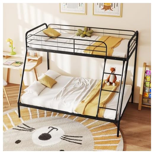 COSTWAY Metal Bunk Bed, Single over Double Loft Bed Frame with Ladder and Safety Guardrail, Space-Saving Bedroom Dorm Apartment Furniture Triple Sleeper Platform Beds for Adults Teens Kids (Black)