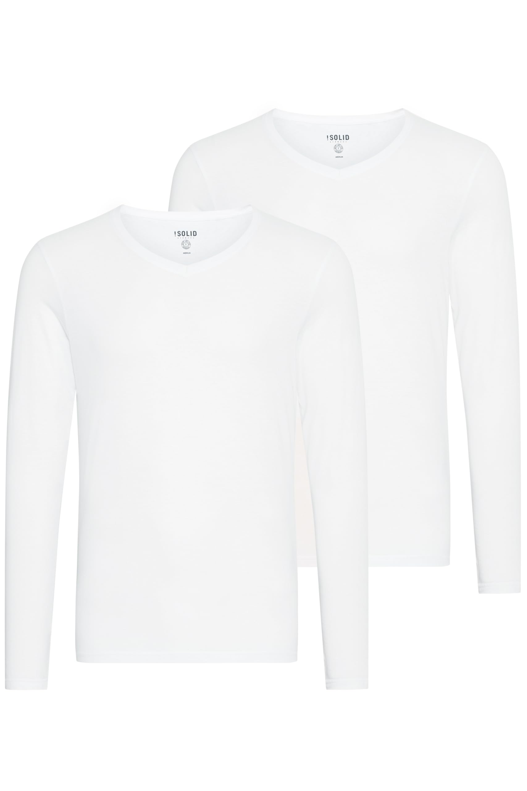 !Solid SDBasil Herren Longsleeve Langarmshirt Basic Shirt im 2er Pack oder 3 er Pack mit V- Ausschnitt 3er Pack Baumwollmischung Slim fit