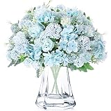 Tamaño adecuado: la longitud total de las flores de peonía falsas es de aprox. 12,5 pulgadas/ 32 cm, y el diámetro de la cabeza de las peonías es de aprox. 2,5 pulgadas/ 7 cm, el tamaño apropiado es conveniente para que su mano lo sostenga y no se caerá fácilmente