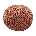 Produktbild CC Pouf Ø 50 cm Strickhocker Sitzpouf Sitzpuff Pastellorange Rund Grobstrick-Optik Handarbeit