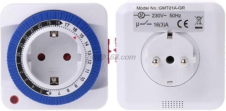 24 Hour Segment Timer Switch Compact Energy Saver Plug-in Timer Socket Set 230V Plug with Programmable Time Controller