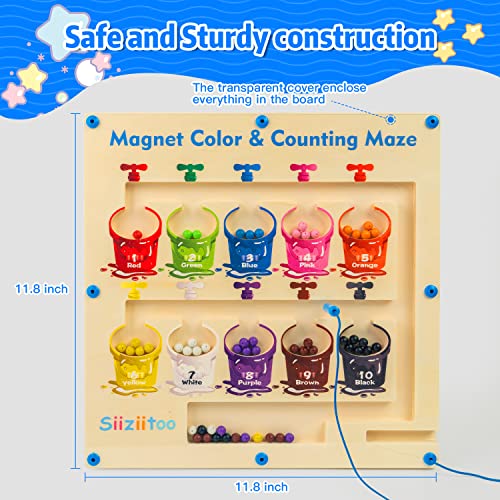 Magnetic Color And Number Maze - Wooden Magnet Color Matching Learning Counting Maze Puzzle Board, Toddler Learning Activities Fine Motor Skills Toys Gift For Boys Girls 3 4 5 Years Old #TOP5