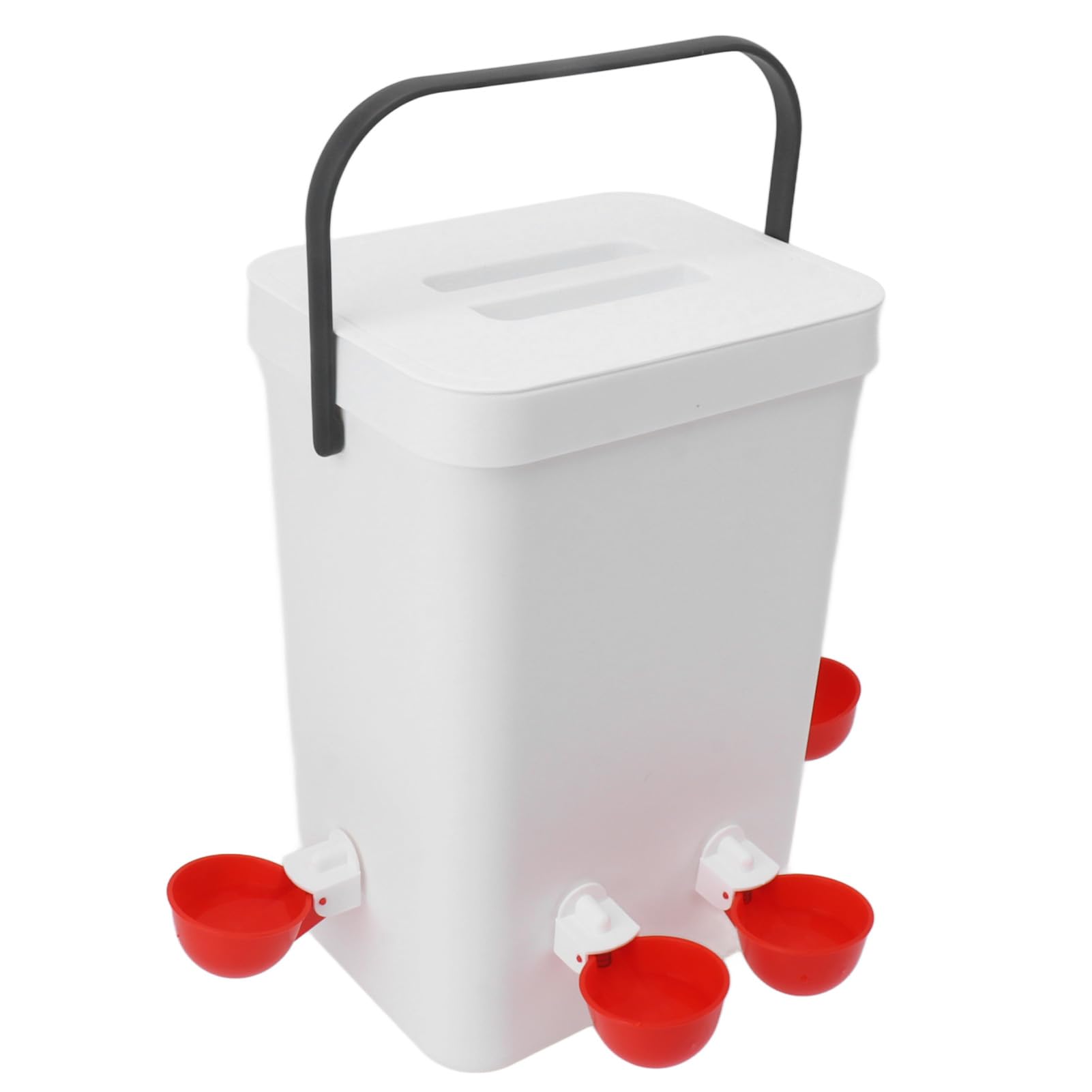 Omabeta Robusto Bebedero Automático para Aves de Corral con 4 Bebederos, a Prueba de Fugas para Pollos, Codornices y Palomas - 12 litros, Blanco