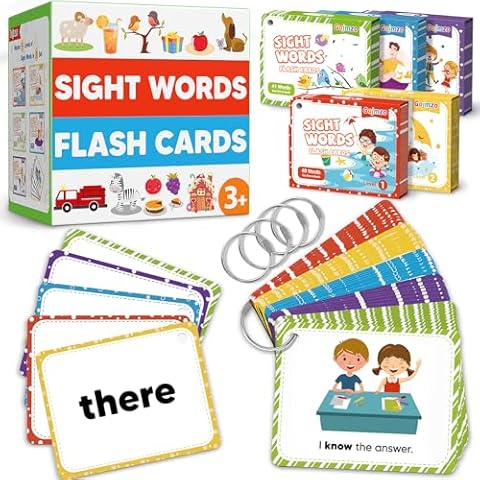 Gojmzo Sight Words Flash Cards Kindergarten Preschool Learning Activities, Homeschool Supplies for Kids Ages 4-8, 220 Dolch Sight Word Reading Spelling Games Learning Toys for 3 4 5 Year Old Toddlers Cover