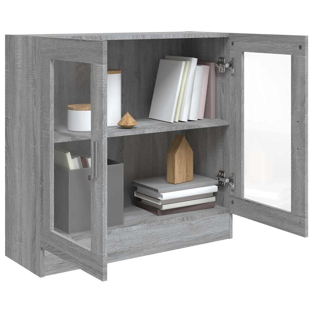 Armadio Vetrina Sonoma Grigio 82,5x30,5x80 cm Legno Ingenierie | 2 scomparti, superficie facile da pulire, fissaggio a parete incluso, manuale di montaggio fornito