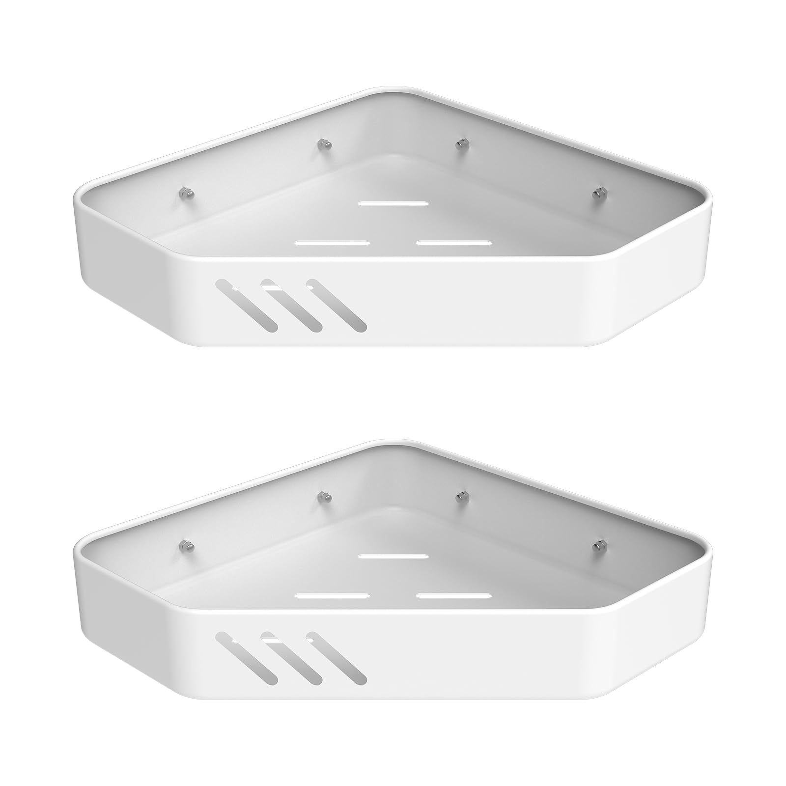 Ibergrif M34034W Estante para Ducha sin Taladros, Estantería Baño Esquinero para Champús, Geles de Ducha, Montaje de Pared, 2 Piezas, Blanco