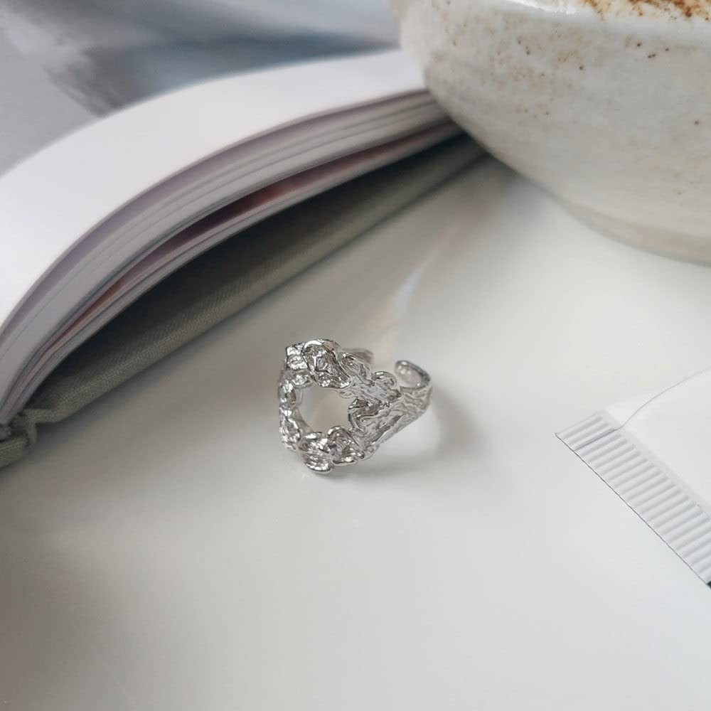 Verstellbarer Ring, S925 Sterling Silber Minimalistischer Lava Ring Verstellbare Ringe Durchbrochener Offener Ring Silber Daumenring Ewigkeitsring Hochzeitsanhänger Schmuck Geschenke Für Männer M