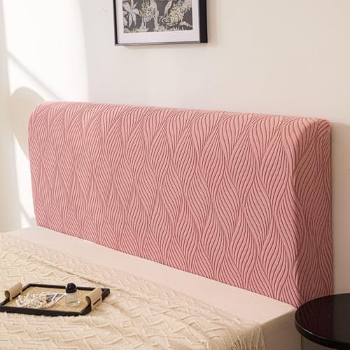 Image of HOMETHREADS Stretchable Lycra /Velvet Headboard Cover | Soft, Dust-Proof & Wrinkle-Resistant Bed Back Protector | Fits Leather, Wooden & Fabric Bedsides |for 5ft to 5.5ft Beds | (Pink, 150x65cm)