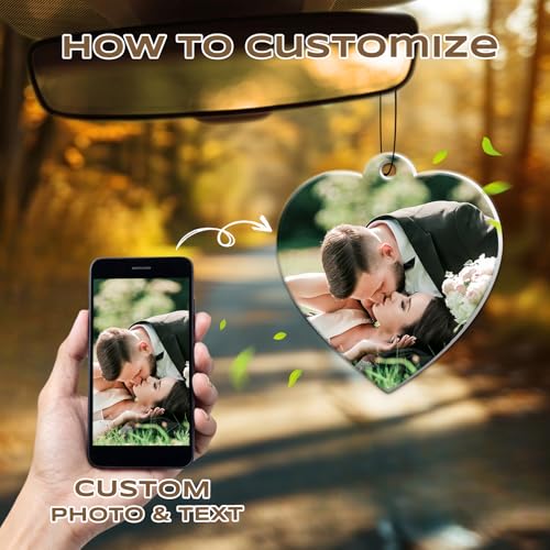 Image of Custom Air Fresheners with Picture for Car | Personalized Photo Air Freshener, Double-Sided Print, Long-Lasting Fragrance, Scent Choice Available, Heart Shape