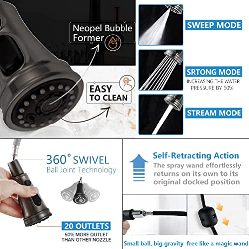 Torneira de cozinha sem toque com sensor de movimento automático, torneiras de pia de cozinha com mã