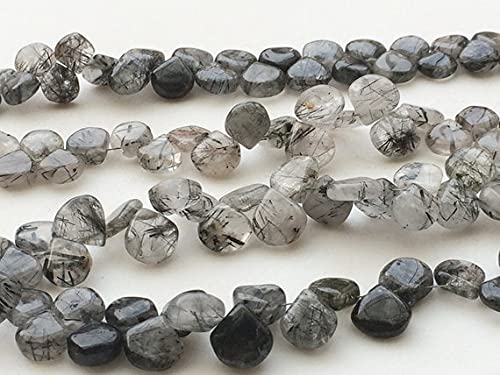 Quartz rutilé perles de cœur naturelles 7-11mm pour vos tenues d'été