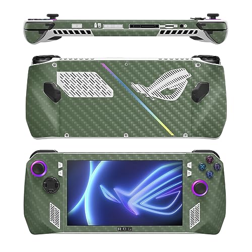 Image of MightySkins Carbon Fiber Skin Compatible with Asus ROG Ally - Solid Olive | Protective, Durable Textured Carbon Fiber Finish | Easy to Apply