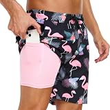 [SOVCDEUY] 水着 メンズ ビーチショーツ 膝上 サーフパンツ 水陸両用 ストレッチインナー付き ゴムウエスト サウナ リゾート用 夏 スポーツ ハーフズボン 大きいサイズ 吸汗速乾