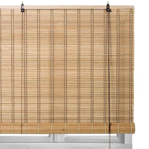 Estor Enrollable de láminas de bambú Color Natural de 90 x 180 cm