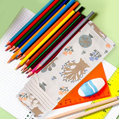 Image of 20 Slot Paint Brush Holder,Canvas Pencil Roll,Portable Roll Art Supply Paintbrush Case for Paintbrushes Pens Markers, for Watercolor Acrylic, Makeup Brush Roll Organizer