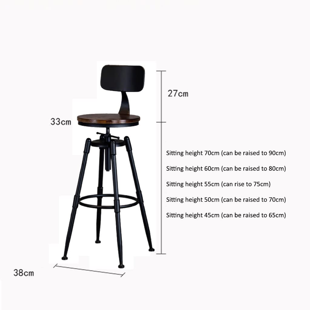 Vintage industrial bar stool with Back, Dinning Metal bar height