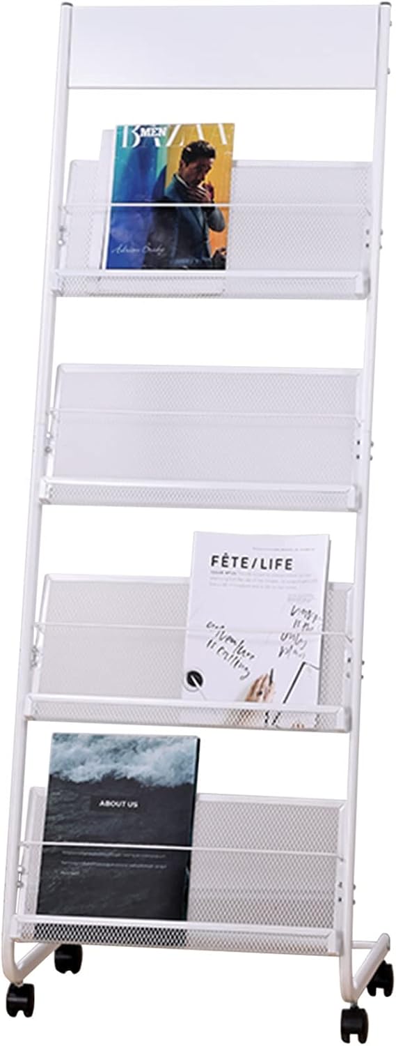 Magazine Rack Rolling Brochure Display Holder, Portable