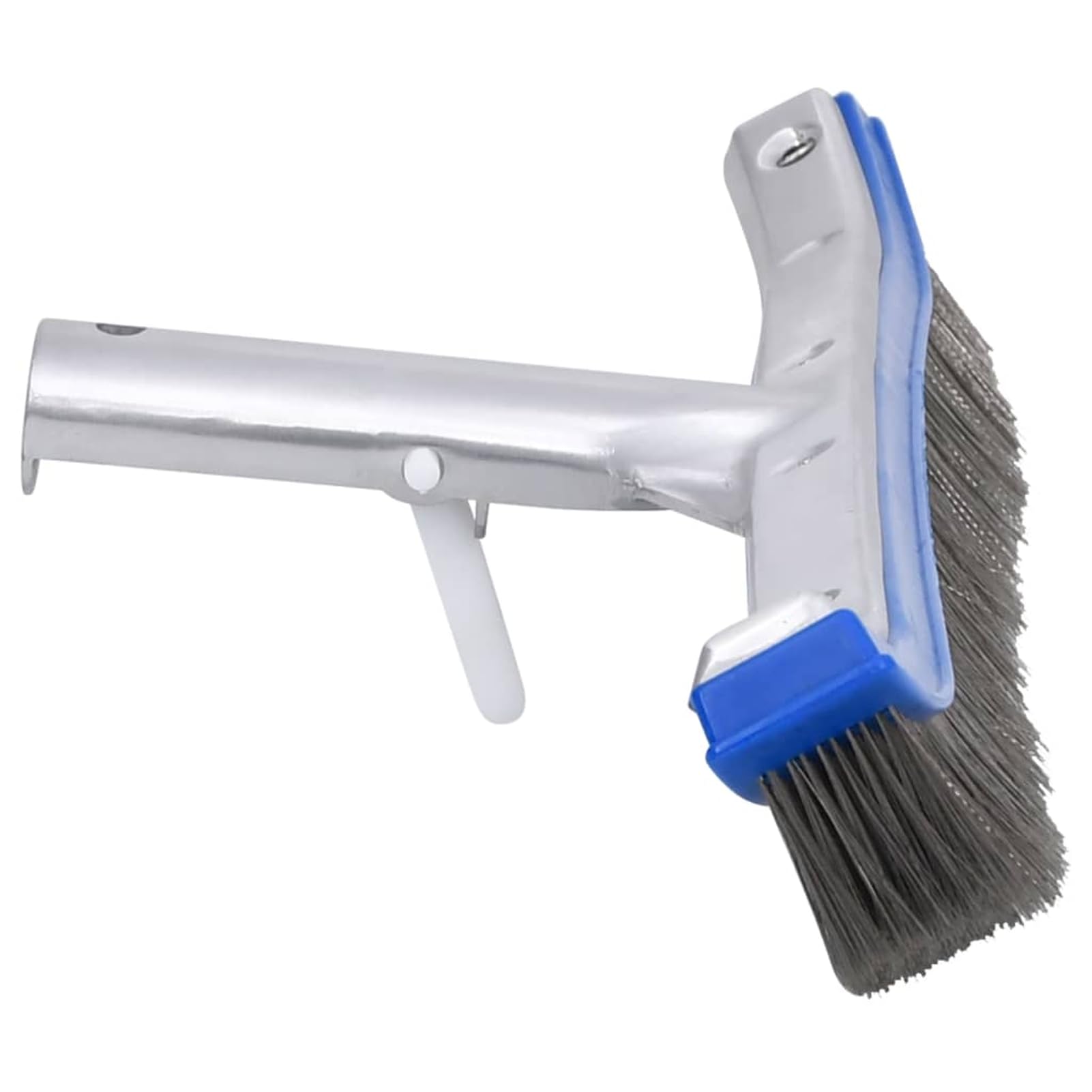 Gecheer Spazzola per Piscina, Larga 46 cm, in Alluminio e Acciaio Inossidabile, Curva, Adatta a Manici da 31,5 mm, per Pulizia pareti e Fondo Piscina