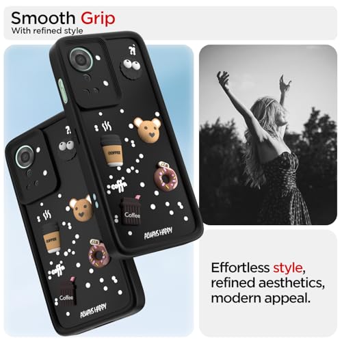Image of Pikkme Back Cover for OnePlus Nord 2T 5G | Cute Fun Cartoon 3D Bear Silicone Full Body Protection Bumper Cover (Black) | Cute