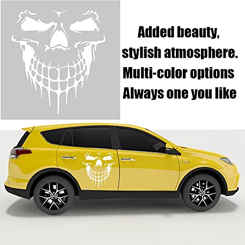 Image of Skull Graphic Car Hood Sticker Self-Adhesive Vinyl Graphics Decals Universal Scratch Hidden Car Sticker 19.68'' x 21.65'', White