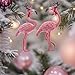 The Bridge Collection Festive Flamingo Ornaments - Set of 2 - Glittered Flamingos with Reindeer Antlers - Tropical Christmas Tree Ornaments