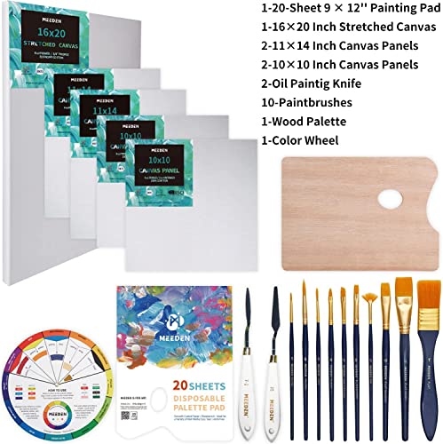 Meeden Acrylic Painting Set, Acrylic Paint Set With French Easel, 15X100Ml Acrylic Paints, Paintbrushes, Stretched Canvases, Acrylic Painting Supplies,Easel Sets For Painting For Adults #TOP5