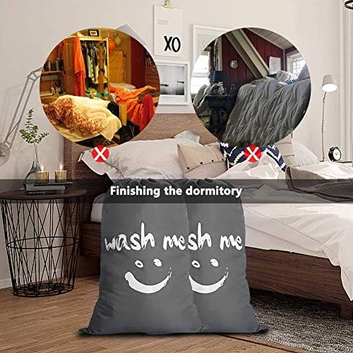 IHOMAGIC Extra Large Laundry Bag, Foldable Storage Bag with Drawstring Closure, Nylon Washing Bag Fabric Bag for Bathroom, Bedroom or Dormitory and Travel, 61x92cm (Grey-smile)