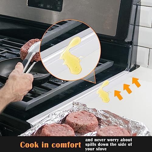 Image of Silicone Stove Counter Gap Cover - 21 Inches Oven Gap Filler 2 Pack Clear | Transparent stove gap covers heat resistant range side counter gap filler seals spills between kitchen appliances, stovetop
