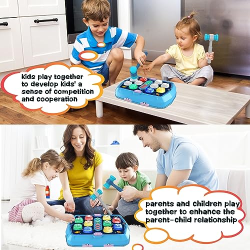 Whack Mole Game Toys for 2 3 4 Year Old Boys, Pounding Toys for Age 2-4, 3 Modes & Light Interactive Toddlers Toys with 2 Hammer, Baby Toy Gifts for Early Learning, Birthday Gift for Toddler Boy Girl - Thumbnail 6