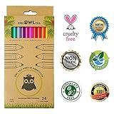 Eco Friendly Quality Artist Colored Pencils Set 24 - Soft Lead - Pre-Sharpened - Bright Assorted Eco Colored Pencils - For Kids, Classroom, Drawing, Sketching, Shading and Adult Coloring Books