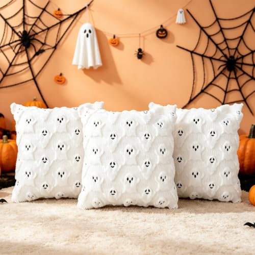 18 Inches Ghost 3D Relief Pattern Fall Pillow Covers for Halloween Decor - image 4