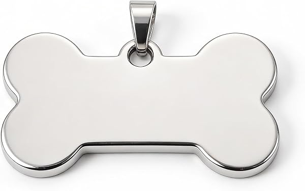 MENKËLL - Medaglietta Cane Personalizzata a Forma di Osso in Acciaio Lucido 50×30 mm, 20 g– Targhetta Cane con Incisione Laser di Nome e Dati – Simboli - Colore Argento (Argento) - 5