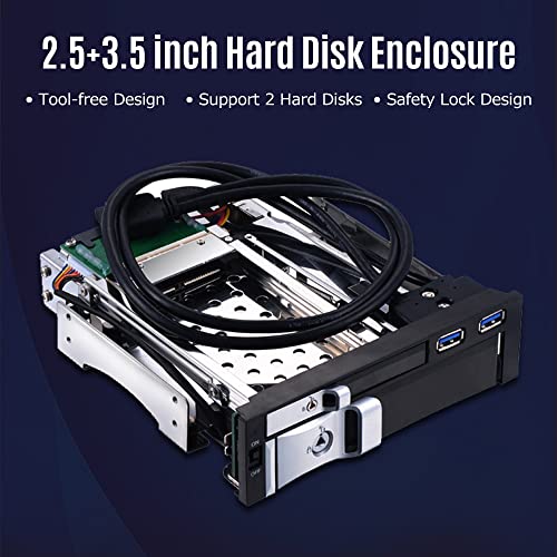 Caja interna para disco duro 2.5+3.5 SATA con 2 puertos USB3.0 miniatura 7