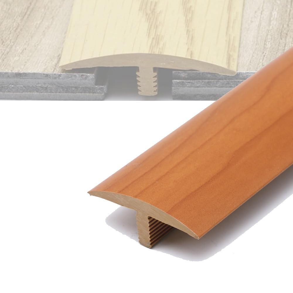 35.4in T-Molding Floor Edging Trim Strip, PVC Doorway Threshold Strip, Cuttable Flooring Transition Floor Gap Connecting Strips(Cherry)