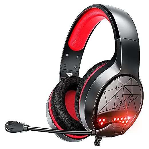 BENGOO G9900 Gaming Headset Headphones for PS4 PS5 Xbox One PC Controller, Noise Isolating Over Ear Headphones with Mic, Red LED Light, Bass Surround for Super Nintendo Sega Dreamcast Sony PSP