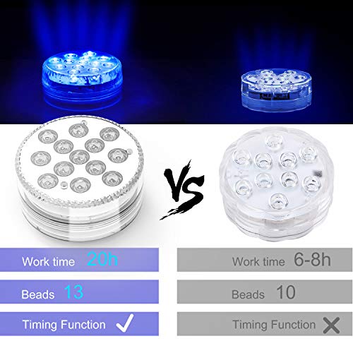 GolWof Unterwasser Licht 13 LED Multi Farbwechsel Wasserdichte LED Leuchten mit fernbedienung Dekoration… – Bild 4
