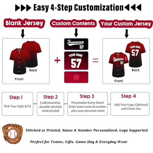 Camiseta personalizada de béisbol con nombre y número bordado/impreso, manga corta, uniforme para hombres, mujeres, niños y jóvenes, regalo para fanáticos del deporte miniatura 2